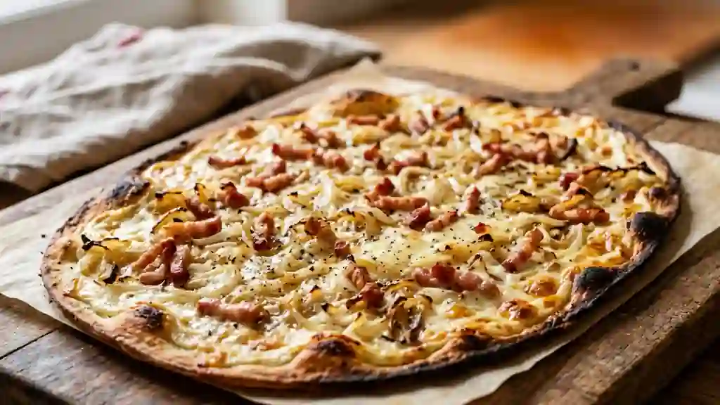 Tarte flambée alsacienne traditionnelle Poivre & Salé
